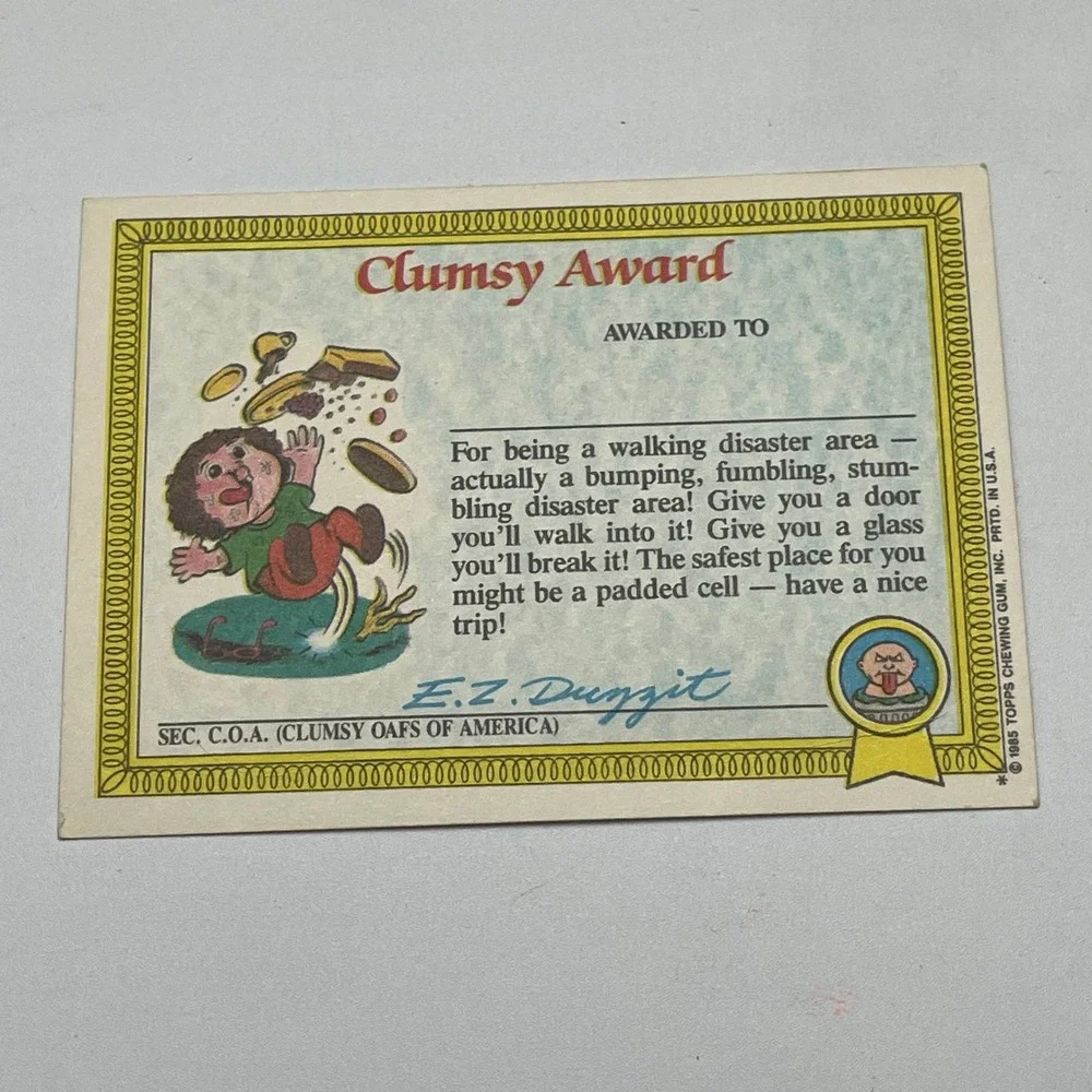 1985 Topps Garbage Pail Kids Series 1 Swell Mel 20a Vintage Trading Card Sticker